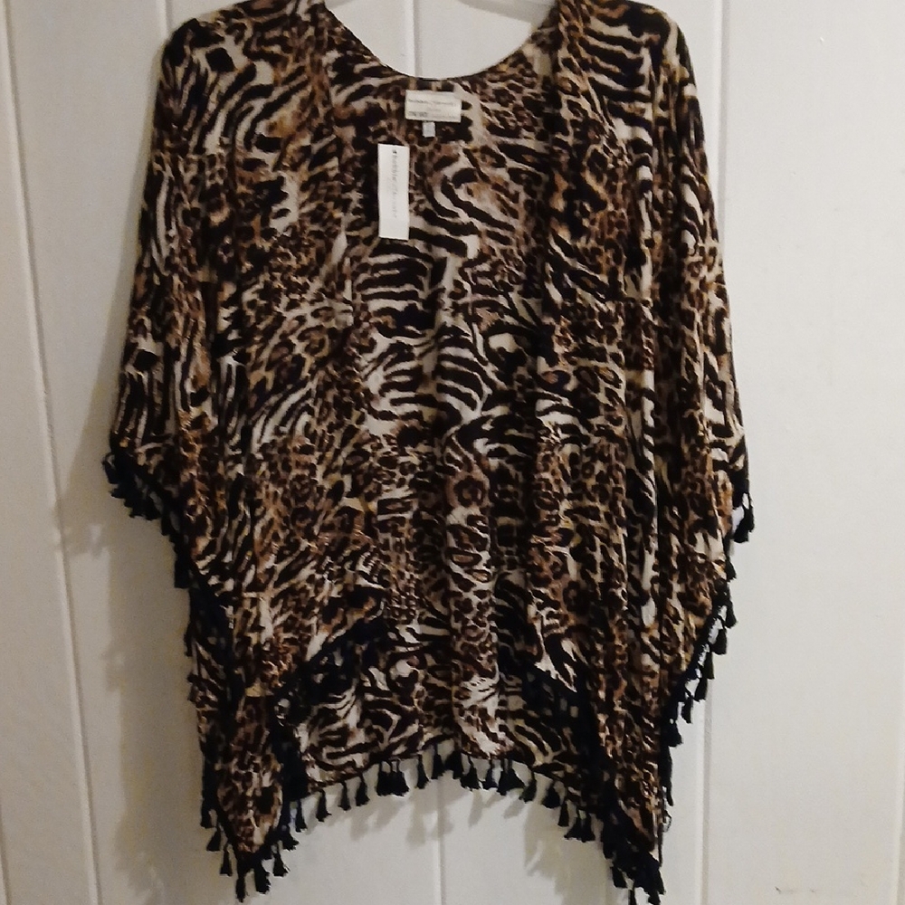 Leopard Print Tunic with Black Fringe